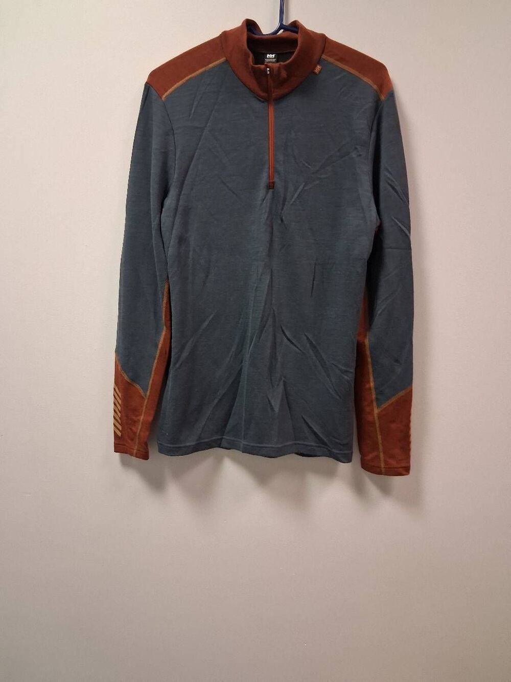 Helly Hansen mens large lifa merino midweight 1/2 zip thermal baselayer sweater
